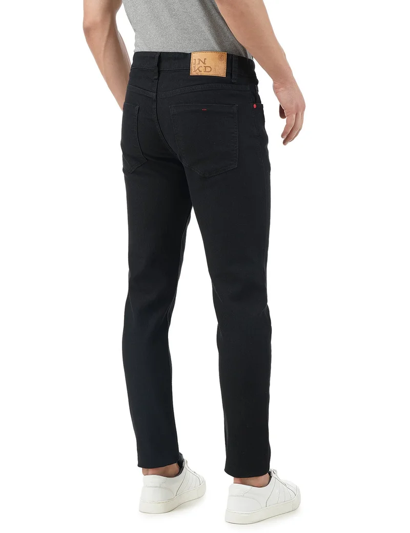 Inkd Super Black Men's Slim Fit Jeans - Mid-Rise | Cotton Blend | Stretchable Fabric | Jeans for Men | Classic 5 Pocket Styling for Men | Best Price UAE